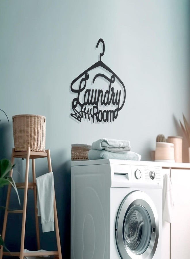 Bnesi Laundry Black Decor Sign, Farmhouse Metal Wall Art Decoration, Rustic and Elegant Laundry Room Hanging Decor, Optional Size, Black Rack Shape (Medium) - Image 4